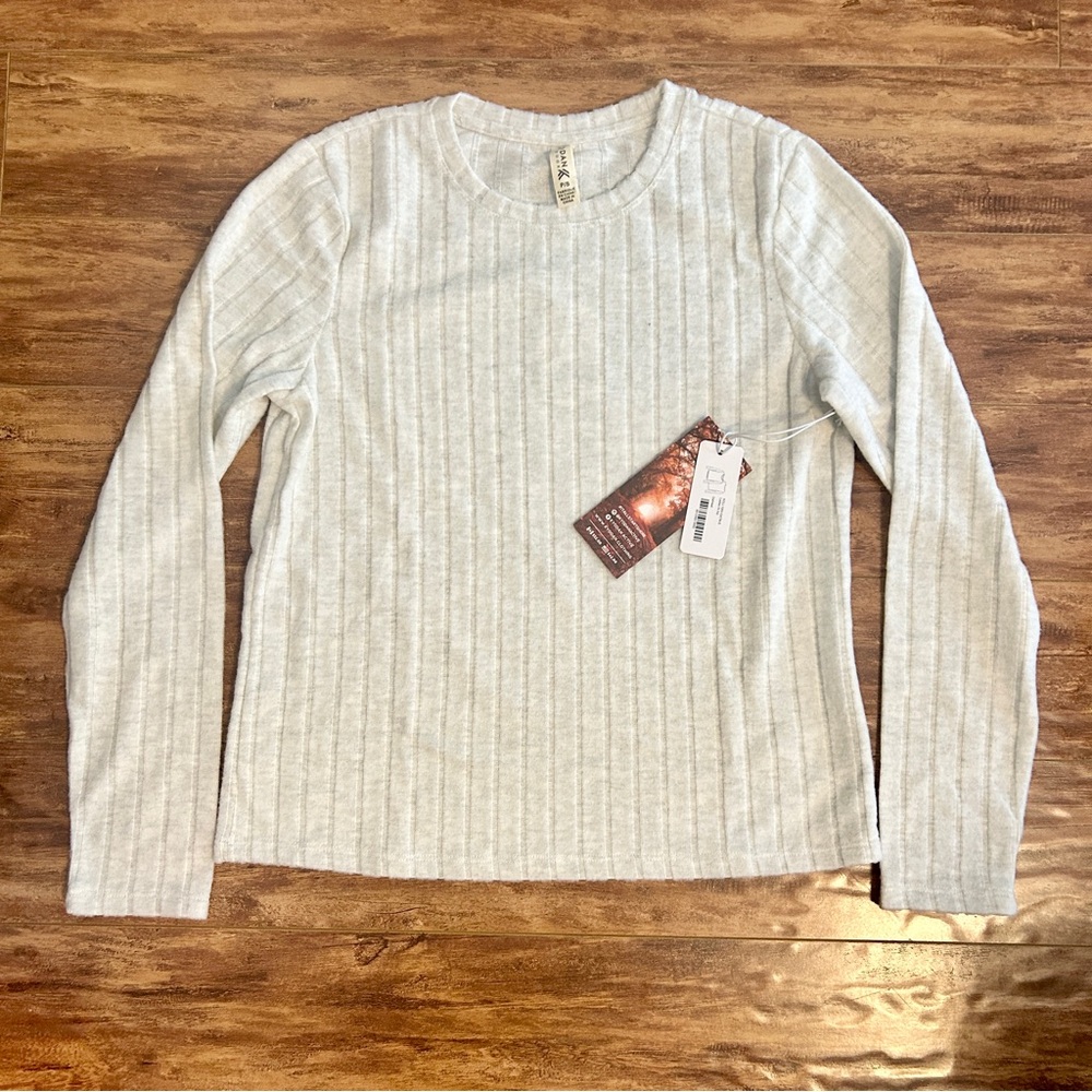 Kyodan Light Gray Ribbed Top Small grey long sleeve crew neck soft basic